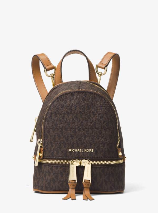 Damske Batohy Michael Kors Rhea Mini Logo Hnede - Kabelky Michael Kors Obchod | NUTGS-4295